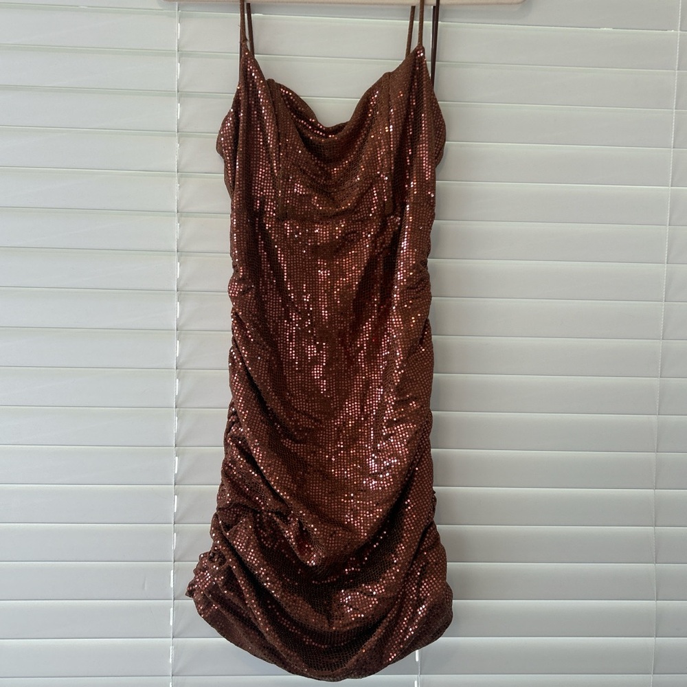 Urban Outfitters Elegant Sequin Brown Dress